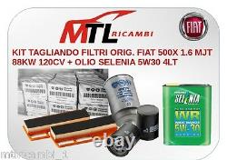 Kit Tagliando Filtri Orig. Fiat 500x 1.6 Mjt 88kw 120cv + Olio Selenia 5w30 5lt