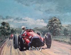 Steele, Fangio Farina Alfa Tipo 159, Grand Prix Fine Antique Signed Oil Painting