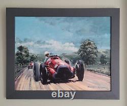 Steele, Fangio Farina Alfa Tipo 159, Grand Prix Fine Antique Signed Oil Painting