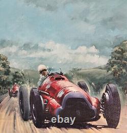 Steele, Fangio Farina Alfa Tipo 159, Grand Prix Fine Antique Signed Oil Painting