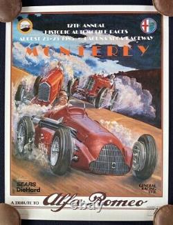 1985 Monterey Affiche De Course Historique Fangio Alfa Romeo 158/159 P2 Tipo A