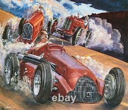 Affiche des courses historiques de Monterey de 1985 : Fangio ALFA ROMEO 158/159 P2 Tipo A