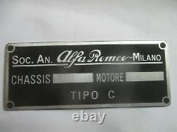 Alfa Romeo Plaque Nominative 6c 8c 4c 1750 2300 4 6 8 Tipo C S62