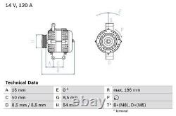 Alternateur BOSCH pour Fiat Tipo T-JET 120 940B7.000 1.4 (03/2016-03/2020) Authentique