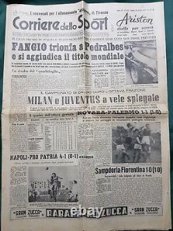 Journal sportif Rare Corriere Sport 1951 Alfa Romeo Fangio Ferrari Ascari Gonzales 375