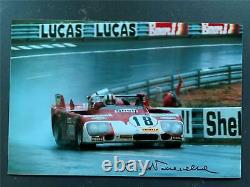 Nino Vaccarella Autodelta Alfa Romeo Tipo 33tt3 Le Mans 1972 Signé Photo 12x8