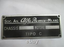Plaque d'identification Alfa Romeo - Plaque signalétique 6C 8C 4C 1750 2300 4 6 8 type C.